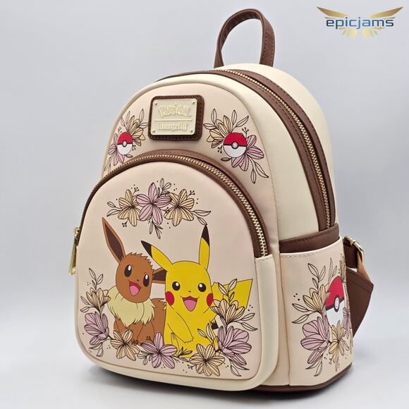 Loungefly Pokemon Pikachu & Eevee Floral Mini Backpack